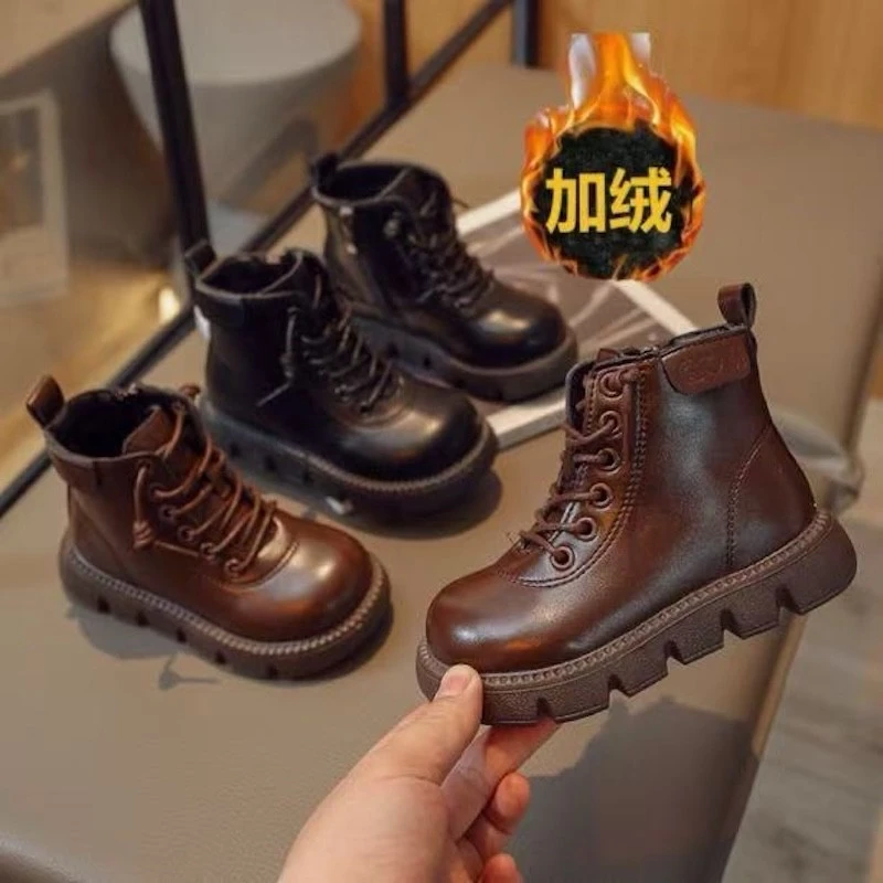 2025秋冬新款儿童韩版马丁靴男女童加绒防滑英伦风时尚冬季马丁靴