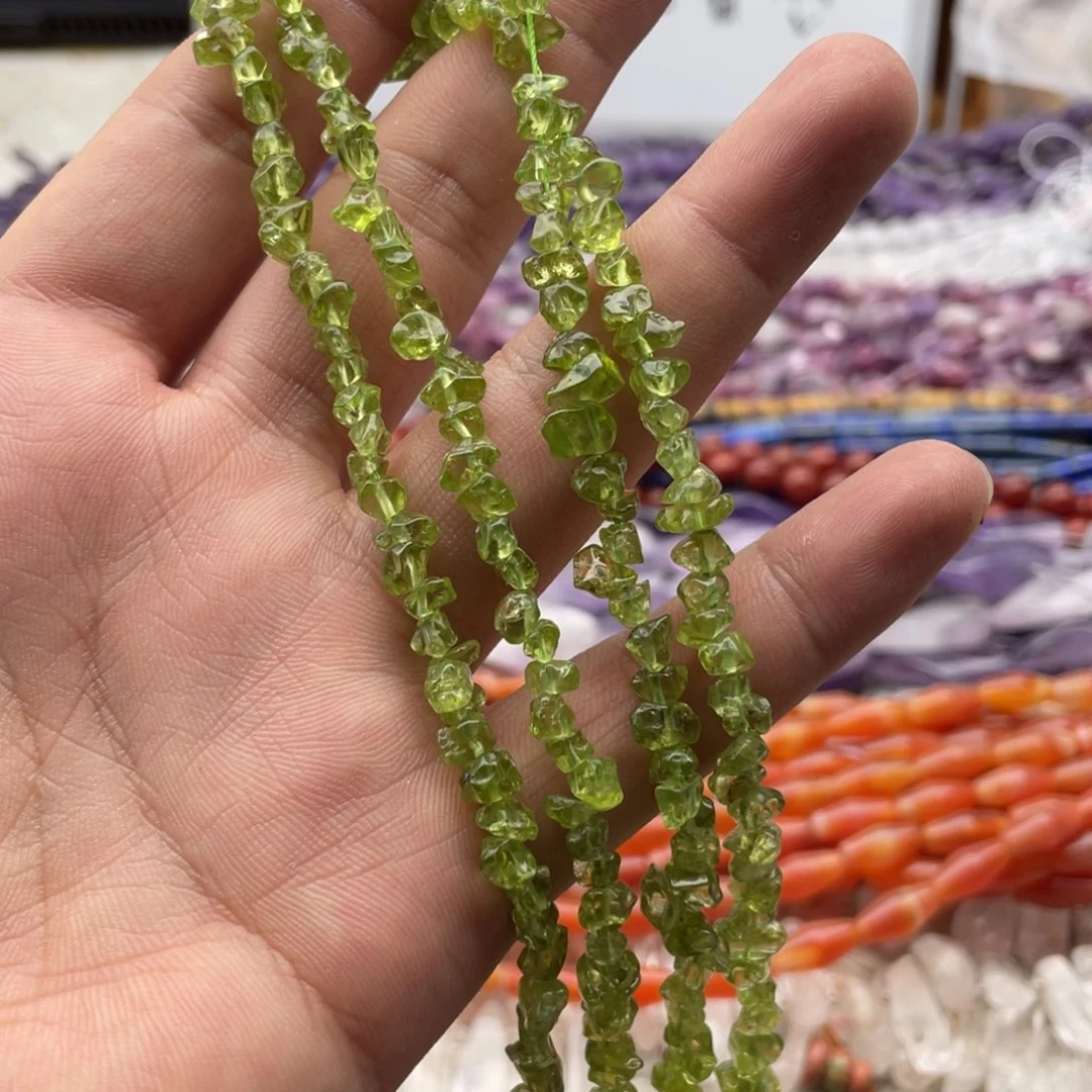 玛瑙/玉髓合金珠宝半成品一条装4～6mm橄榄石碎石