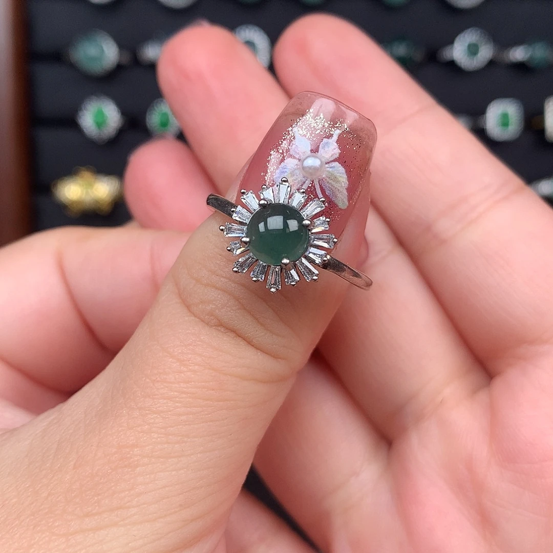 翡翠银S925镶嵌耳饰