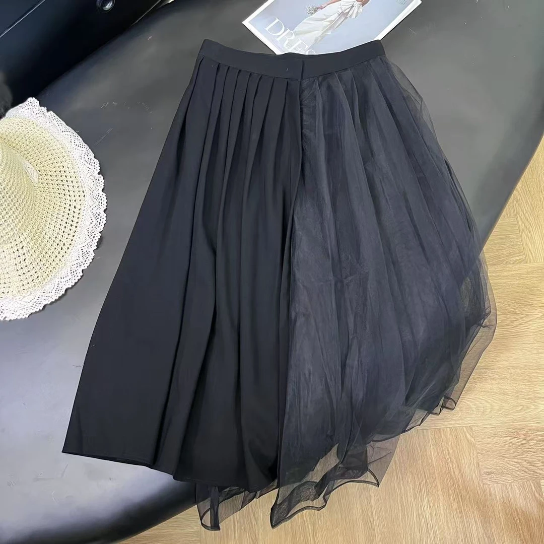 休闲风春夏季新款时尚简约气质百搭松紧腰流沙半身裙H5307