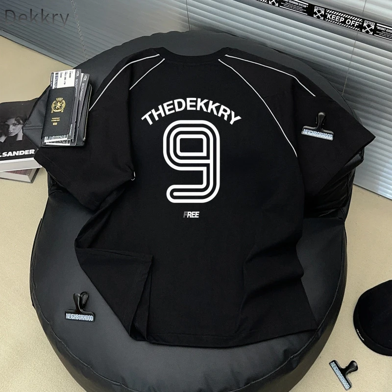 【Dekkry】青年字母夏季短袖圆领印花T恤大码宽松半袖情侣男士潮流