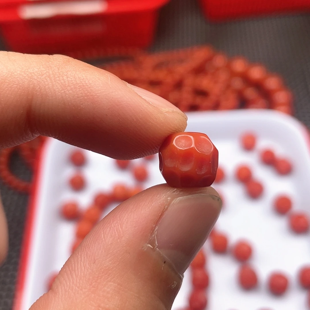 南红玛瑙未镶嵌43号 10mm柿子红无相珠一颗