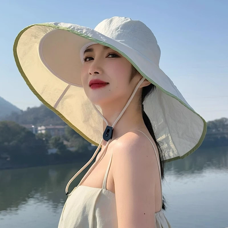 大头围防晒帽子女春夏季加长披肩护脖遮阳帽户外速干露营登山帽男