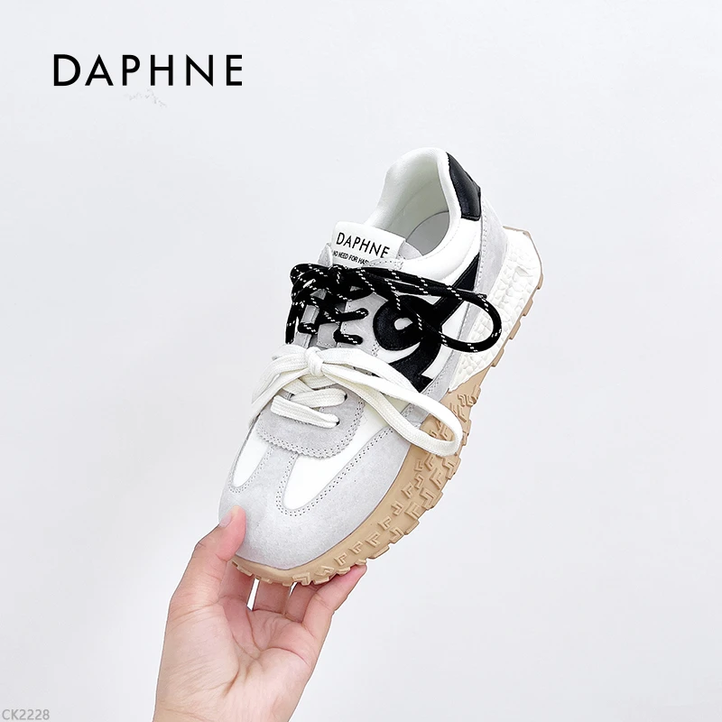 达芙妮2025春季系带防滑时尚时尚休闲鞋厚底运动休闲鞋网面休闲鞋