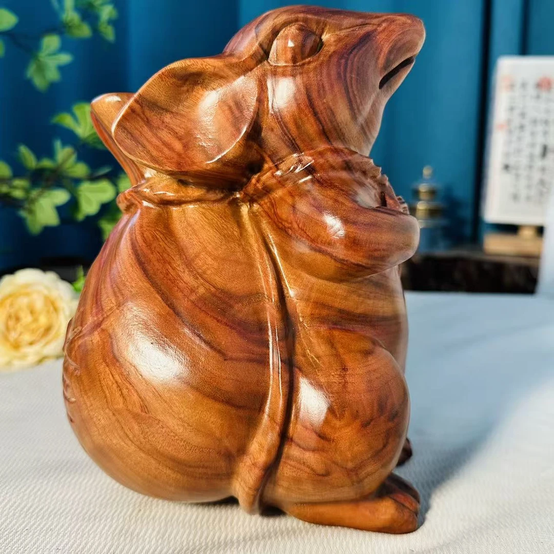 香樟木袋袋鼠装饰摆件