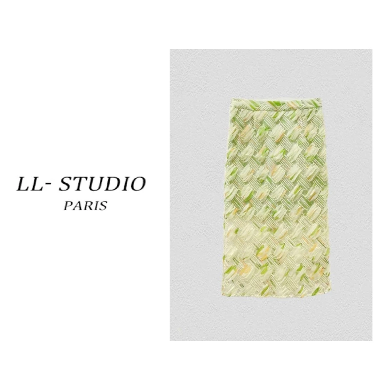 48妙兮LL新款高级感清凉洋气炸街渐变女装显瘦编织裙子#20240784