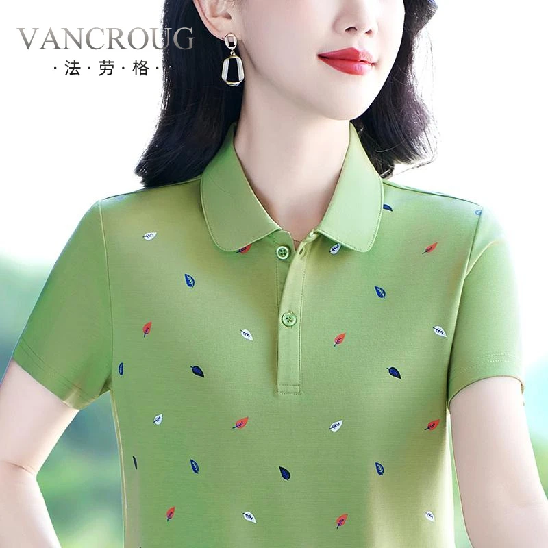 法劳格高端短袖t恤女夏季新款时尚洋气妈妈宽松老钱风松弛感女装