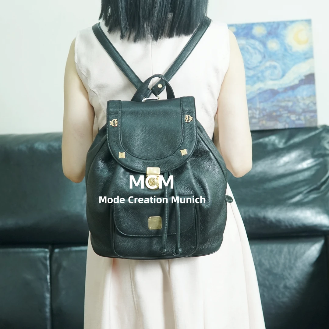 95新 MCM 黑金双肩包/ZZ09514011/4011优