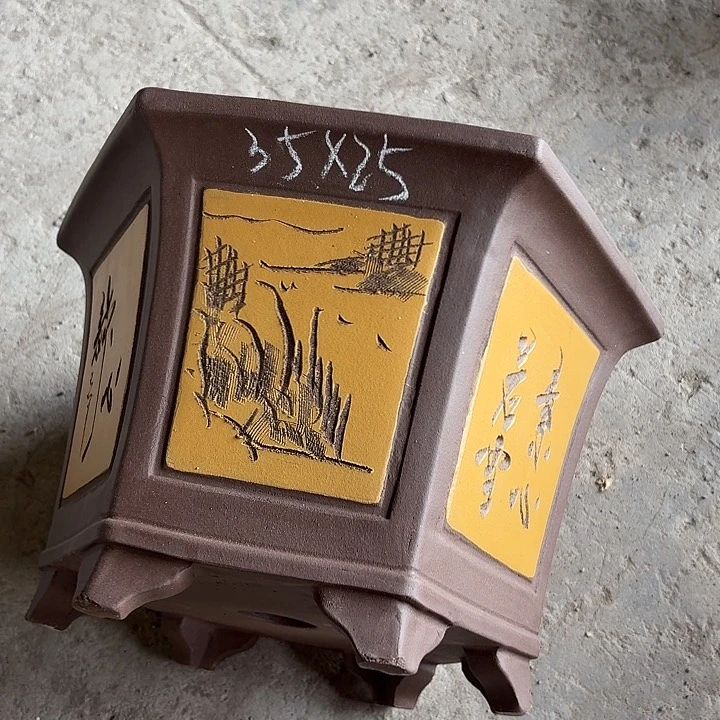 宜兴紫砂花盆，现货发