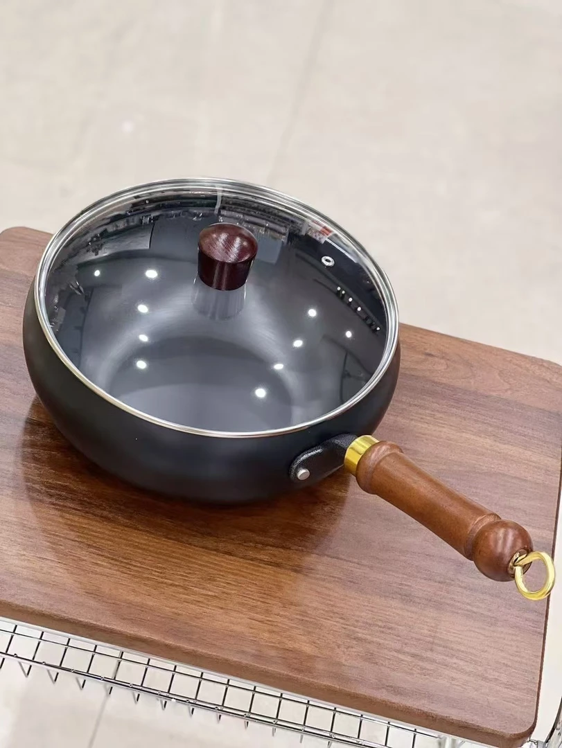 盖锝乐大肚小铁锅精铁炒锅炒菜锅无涂层24cm深10.7电磁炉燃气通用
