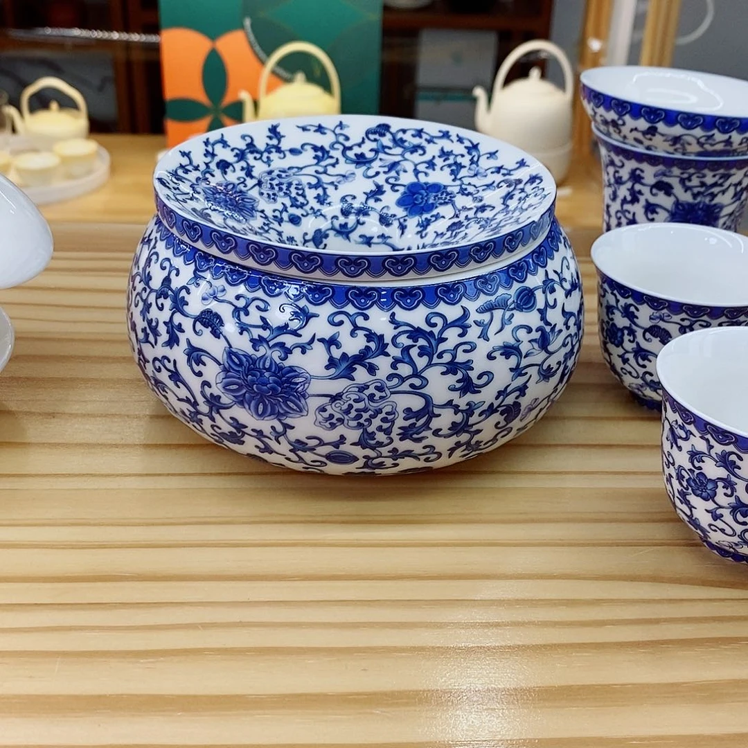 廾*大号缠枝莲茶渣缸