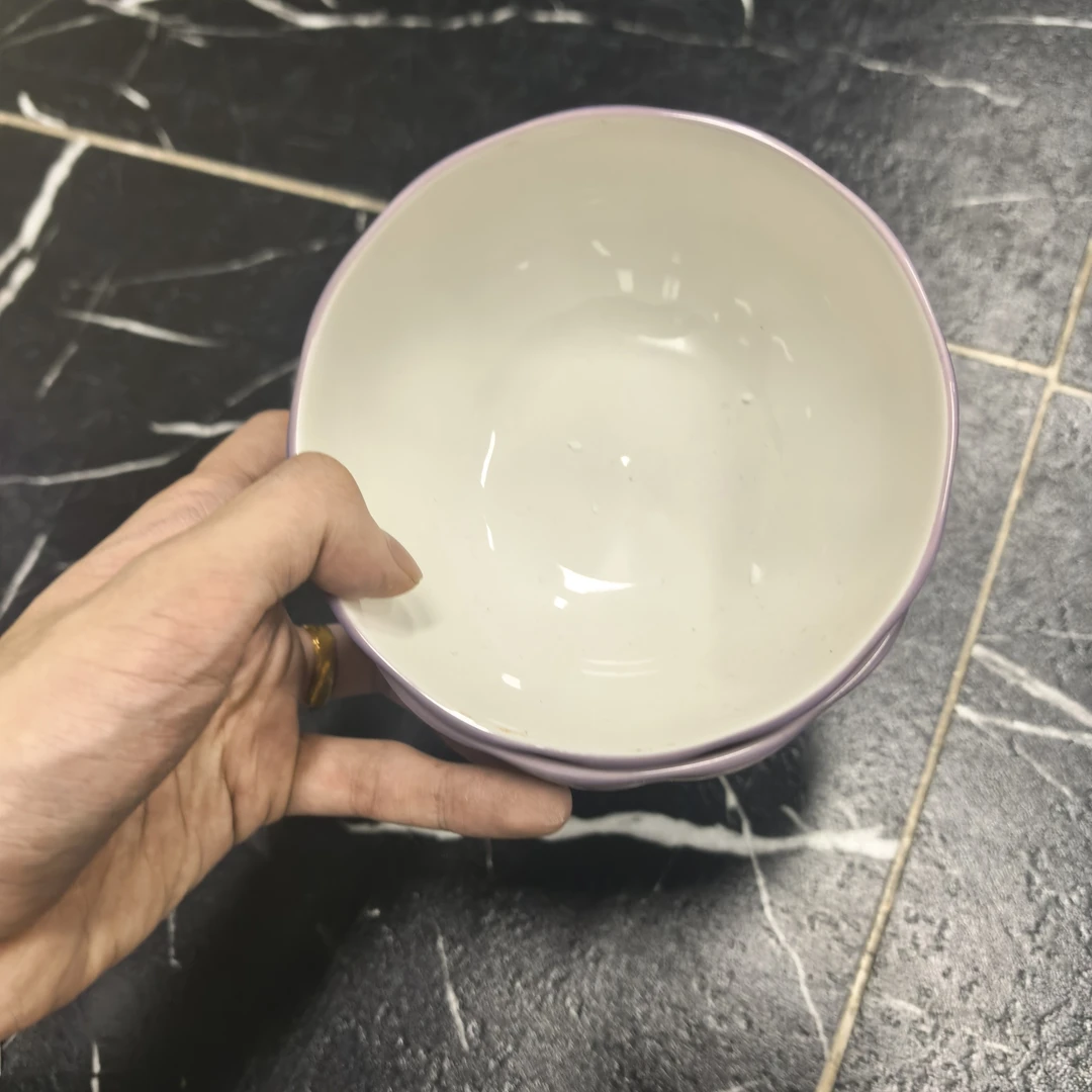简约ins风高温釉下彩陶瓷家用饭碗沙拉碗