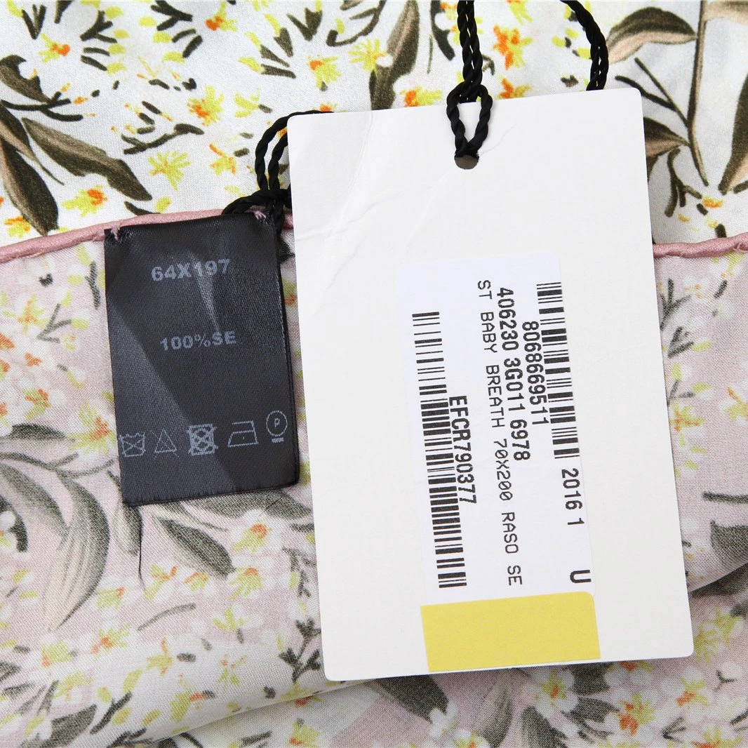 99新 GUCCI/古驰 GUCCI碎花米白底粉边 丝巾 米白色P221971285