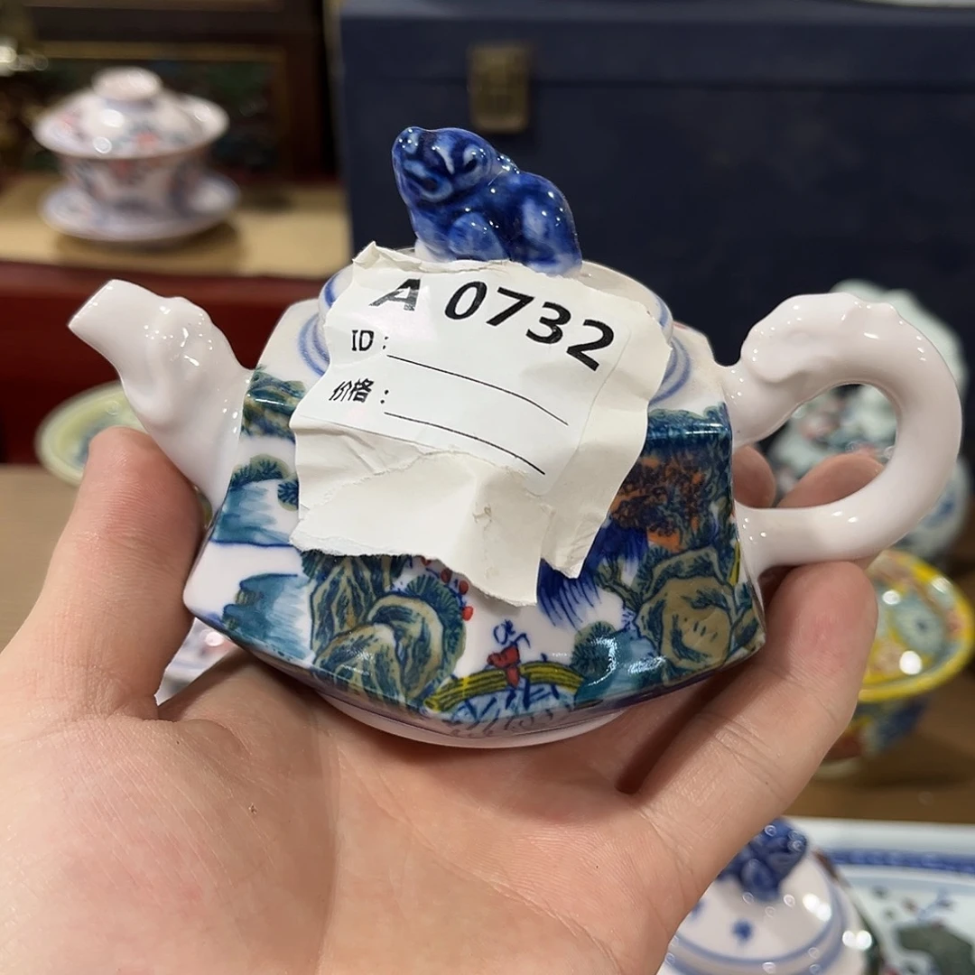 摆件小*Ю景德镇陶瓷茶壶。红。