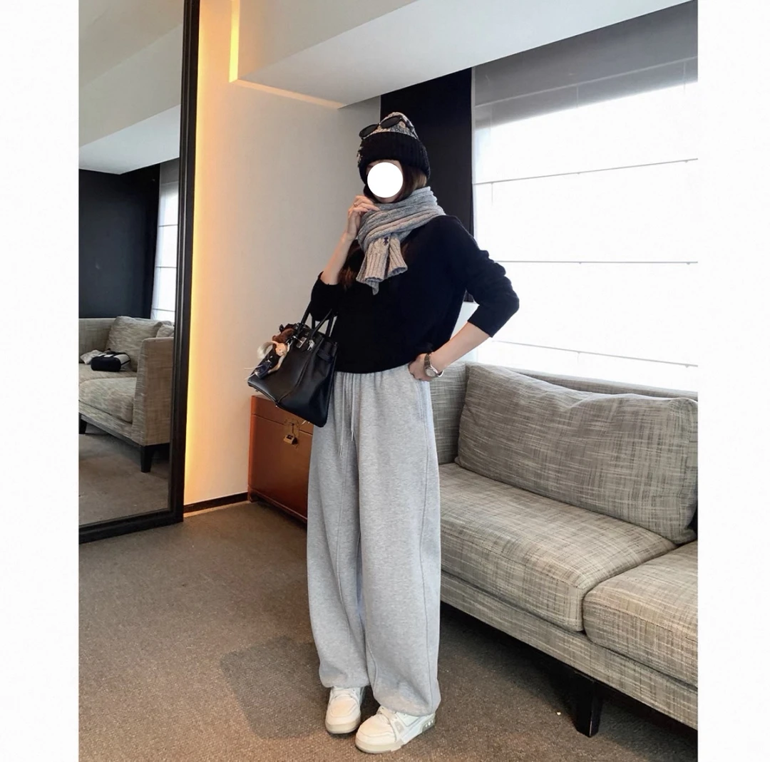 束脚百搭卫裤梨形身材显瘦抽绳2025冬季加绒时尚弯刀休闲裤L1205