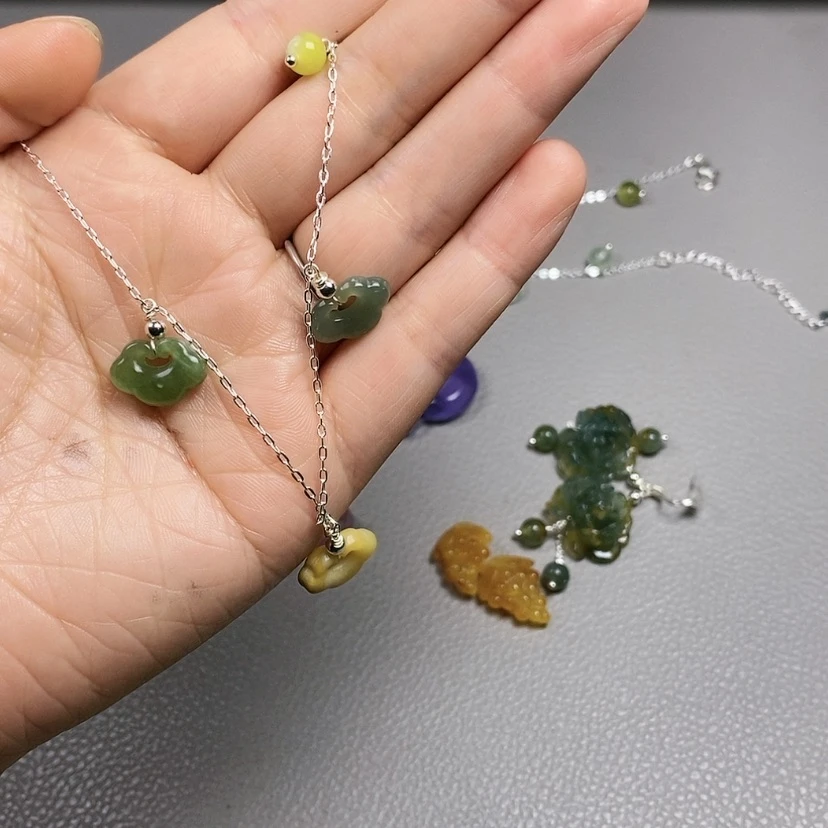 【闪购商品】蛇纹石玉未镶嵌挂件耳饰耳环项链春***夜