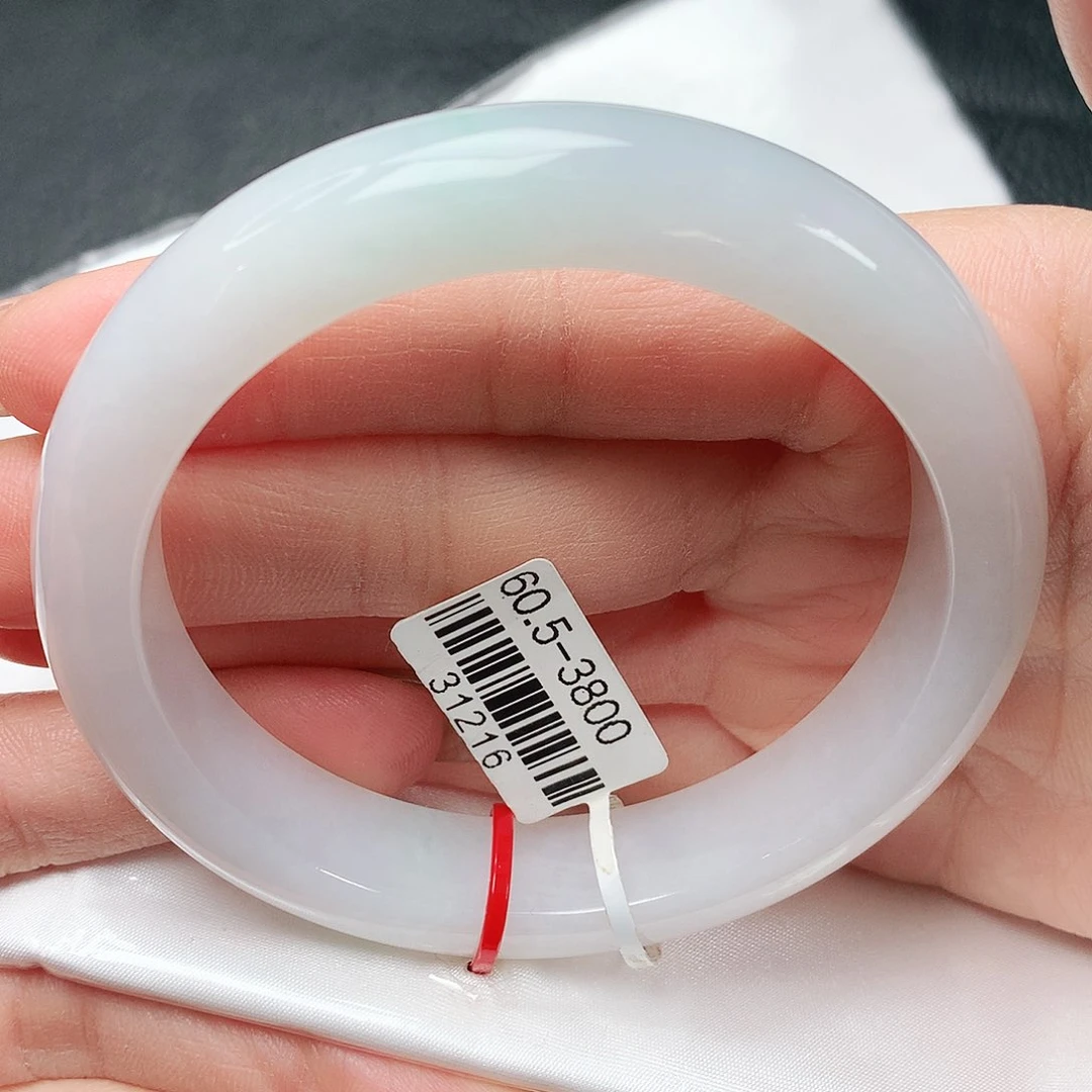 翡翠手镯未镶嵌冰胶白月光正圈60圈口39号