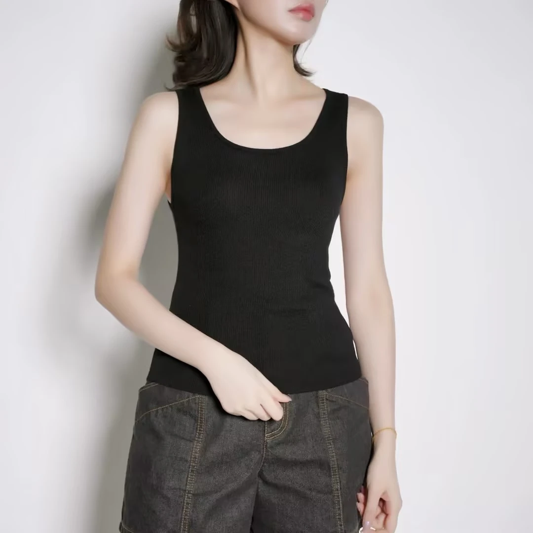 AMASS/阿玛施 早春简约休闲基础百搭纯色针织圆领背心女士5399650