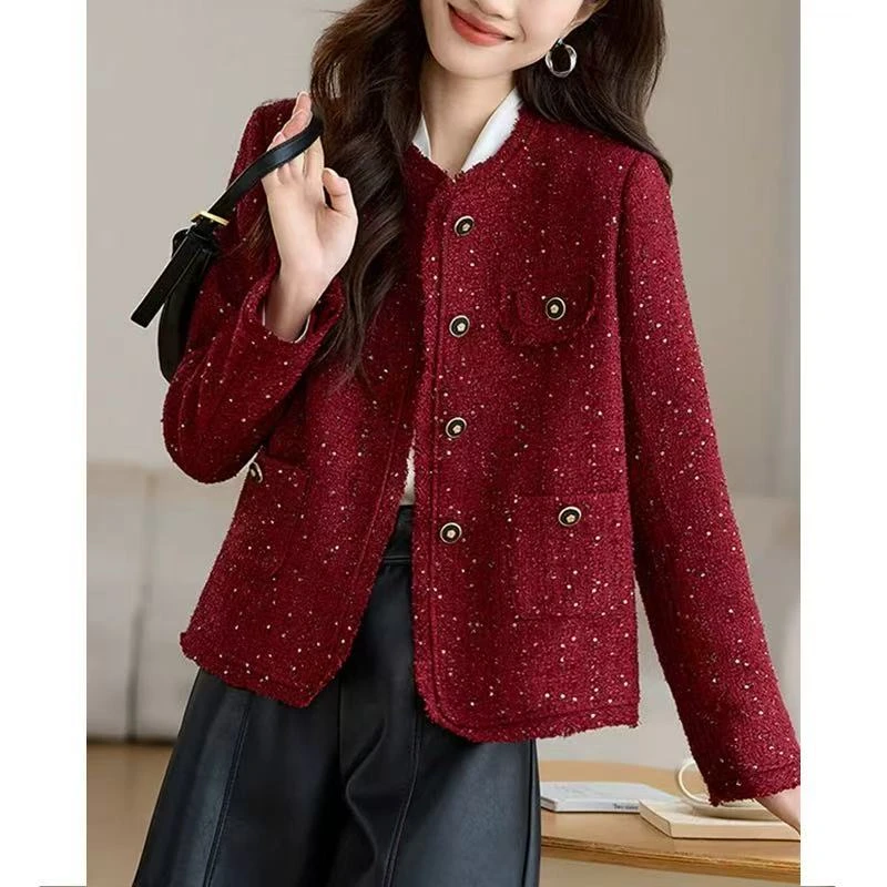 【撤柜样品】X145秋冬季气质百搭外套咖啡商家提供