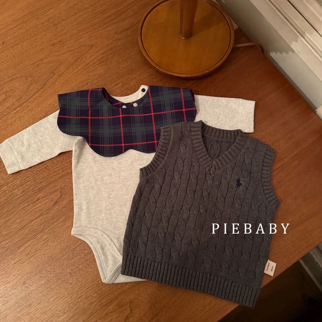 Pie baby-老钱风宝宝马甲秋冬款小马刺绣针织毛衣背心婴童ins麻花