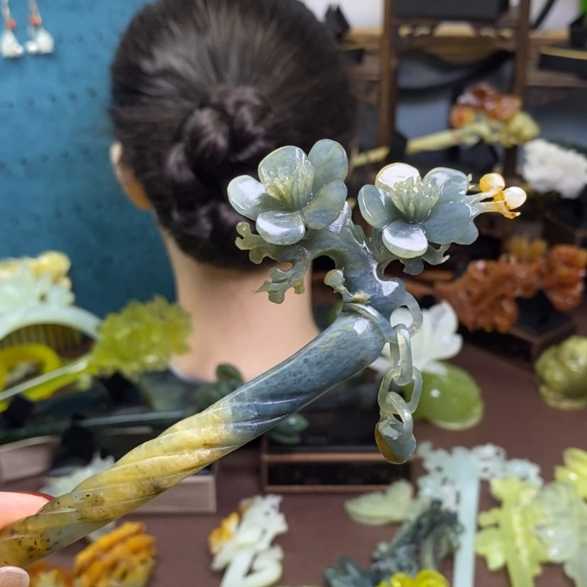 【闪购商品】岫玉发簪发簪盘发发簪未镶嵌了*