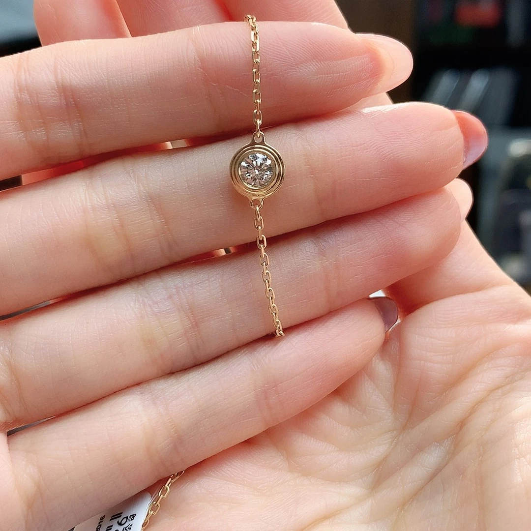 钻石手链18K金镶嵌?18k金天然钻石手链