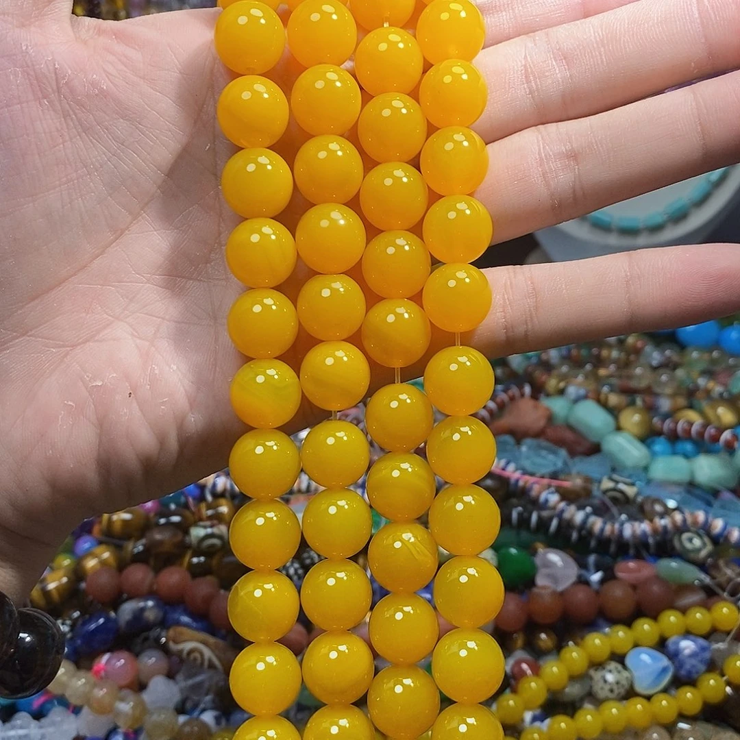 石英质玉未镶嵌，蜜，蜡黄玛瑙14mm，