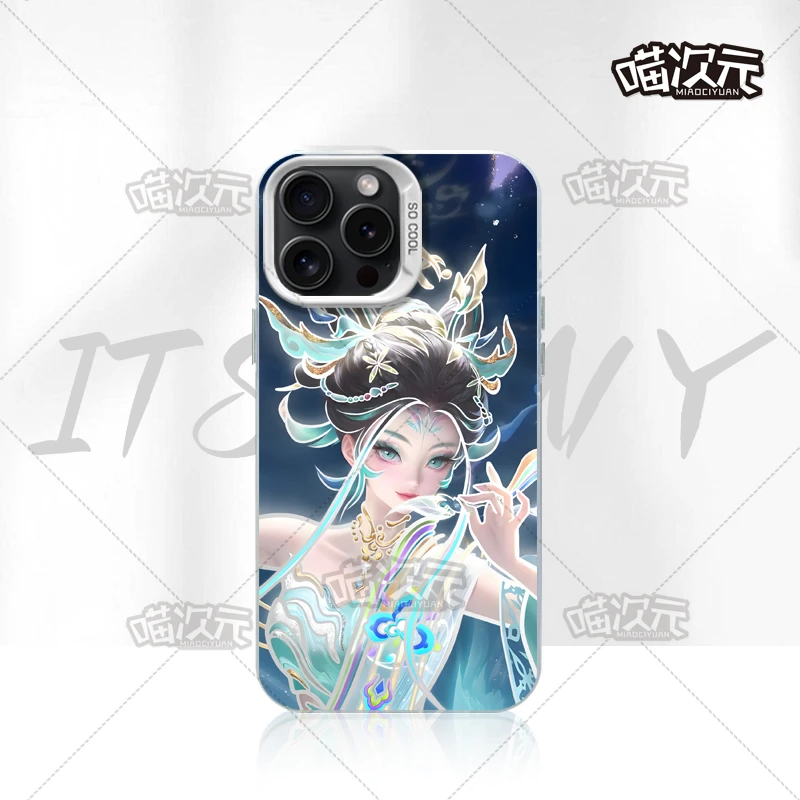 蛇年妲己新款防指纹彩银适用动漫苹果16华为一加12小米手机防摔壳