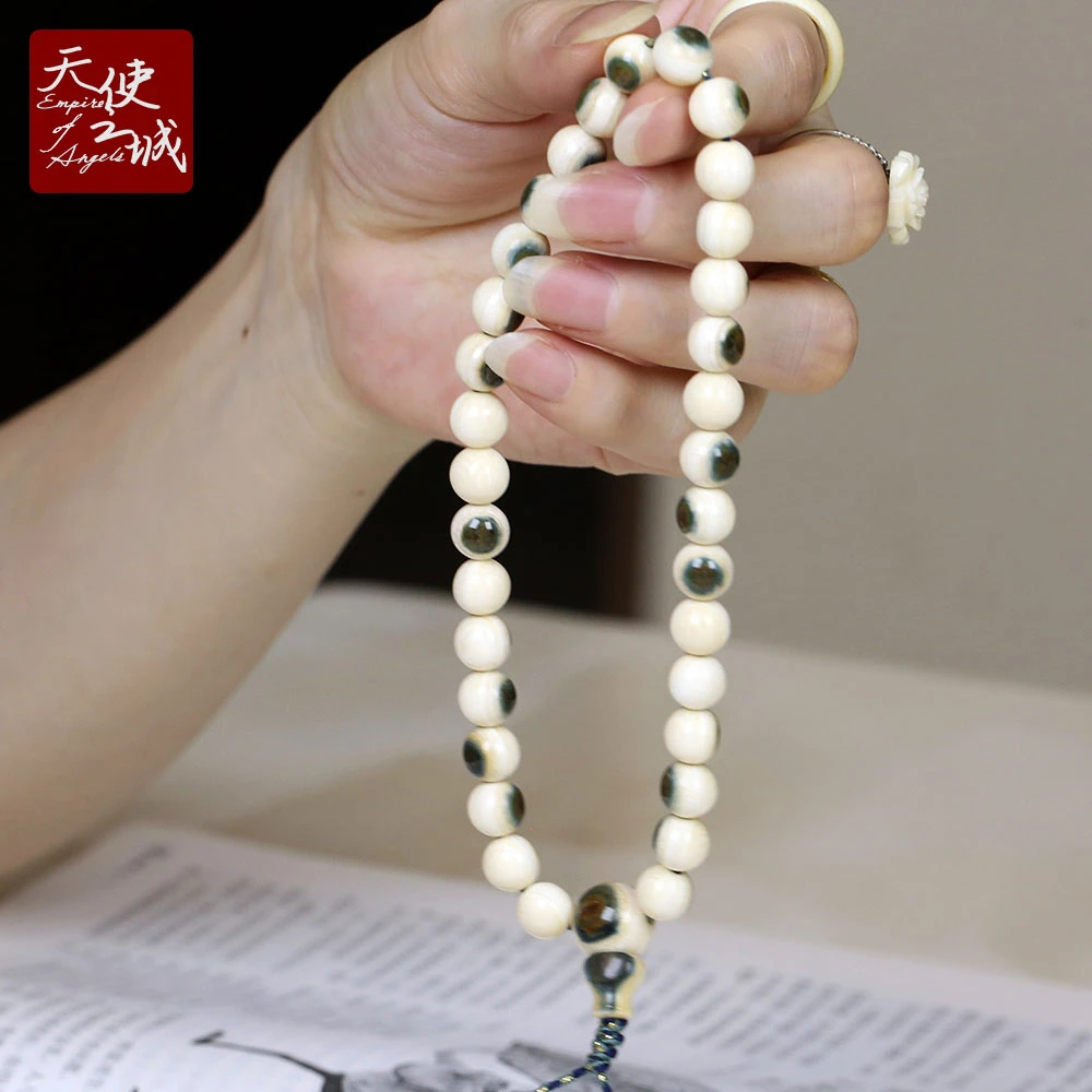 天然猛犸象牙蓝眼手持手串佛珠念珠串