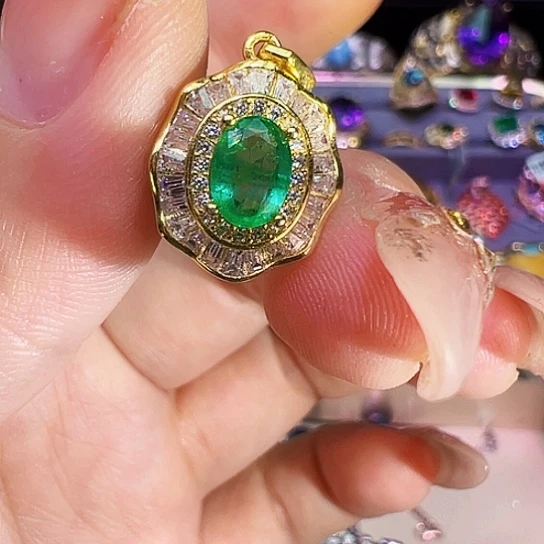 祖母绿银S925镶嵌祖母绿