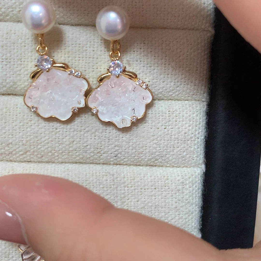 淡水珍珠耳饰合金