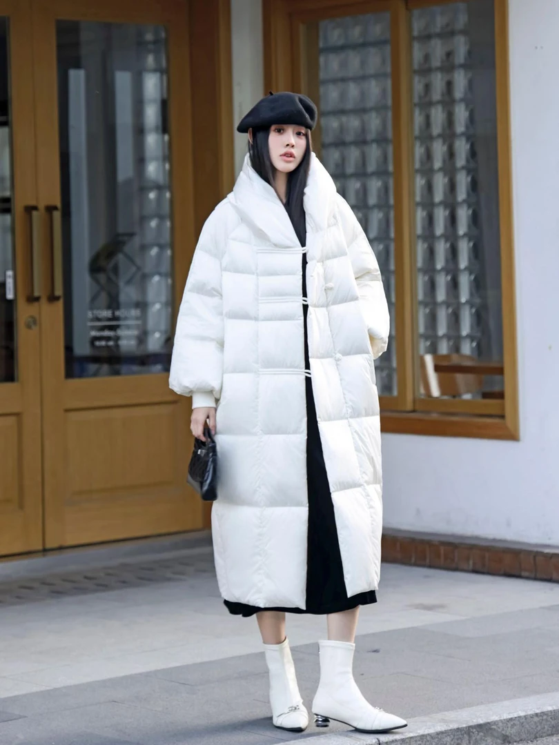 ANYUMO/安妤茉3572白鸭绒立领盘扣中长款羽绒服蓬松保暖时尚女