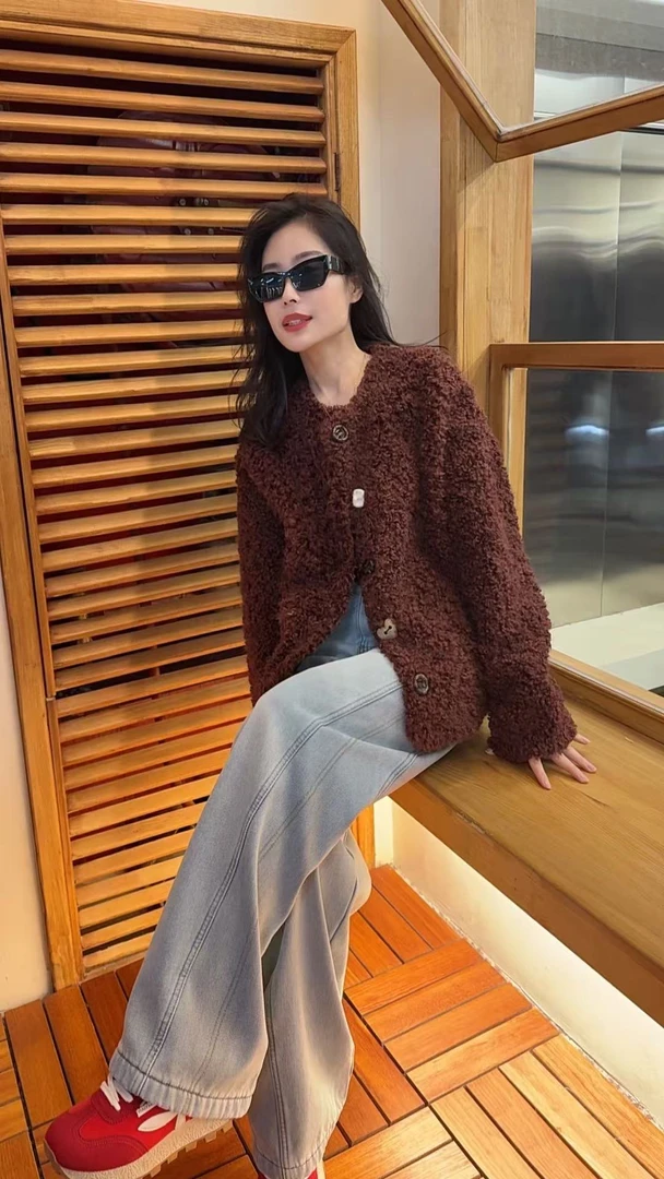 Miss Huo  毛毛外套 A紫色 8965