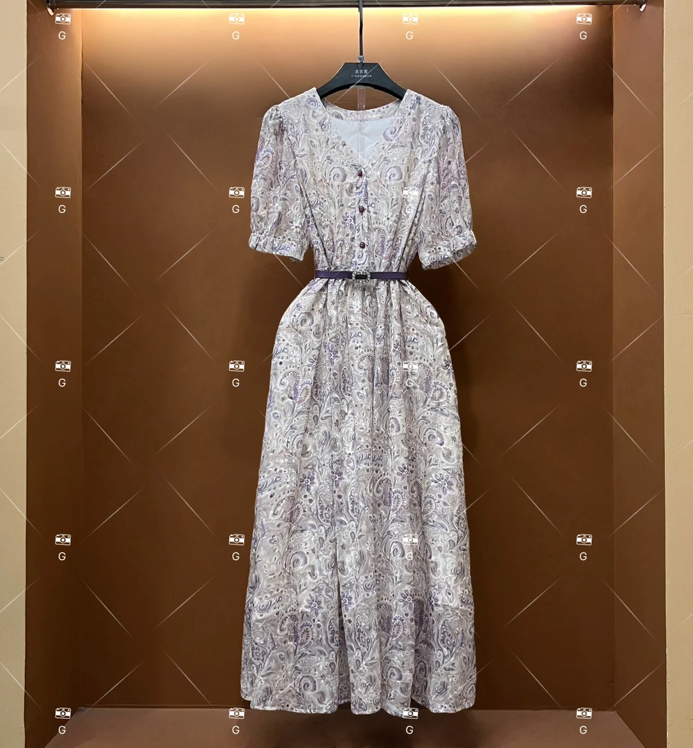 春夏丨设计师轻奢法式印花女士连衣裙 GS-56020