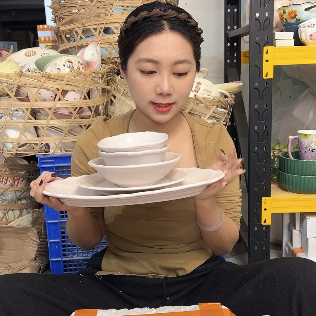 摆件潮州陶瓷餐具微瑕5件套