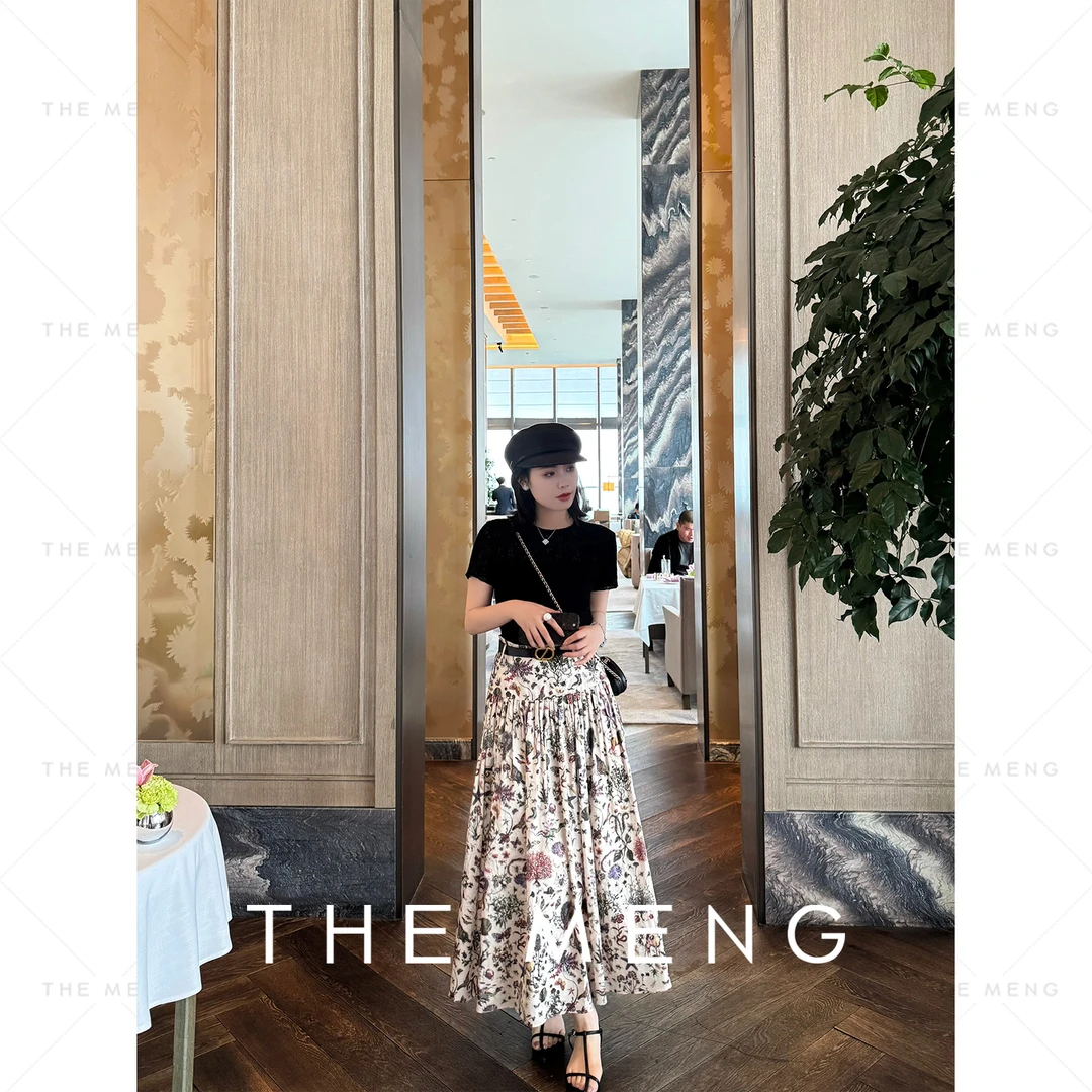 THE MENG【天香】高密精梳棉印花通勤显瘦半身裙#M252Q0036