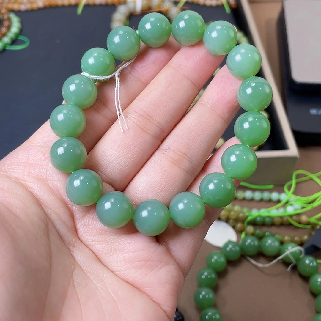 手链未镶嵌和田玉（碧玉）粉绿 12 俄