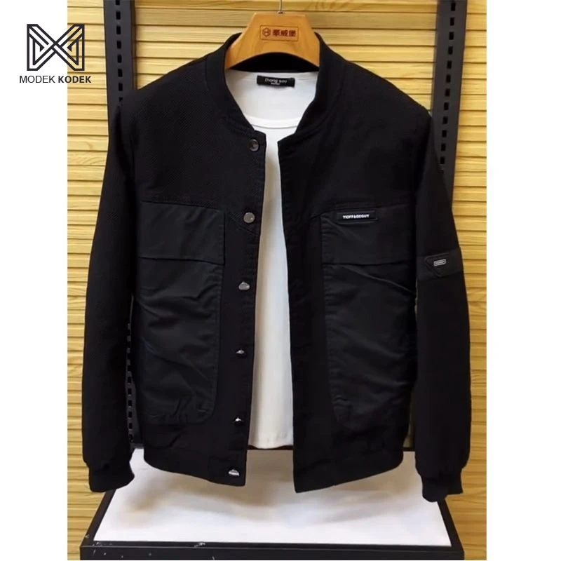 MODEK KODEK男牛仔外套春秋新款潮流时尚百搭修身棒球领休闲夹克