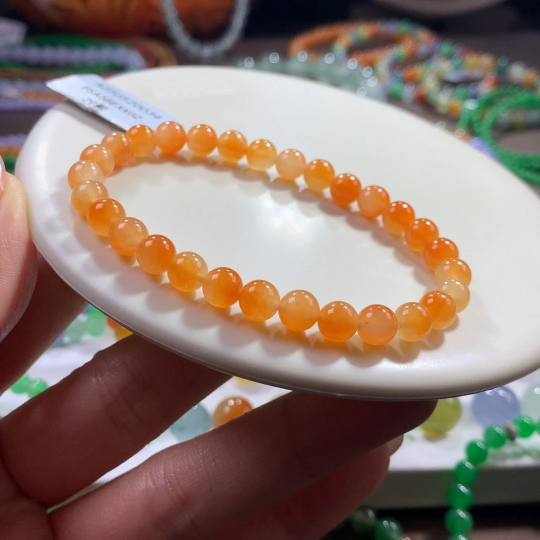 翡翠未镶嵌手链冰润元气橙色卡6