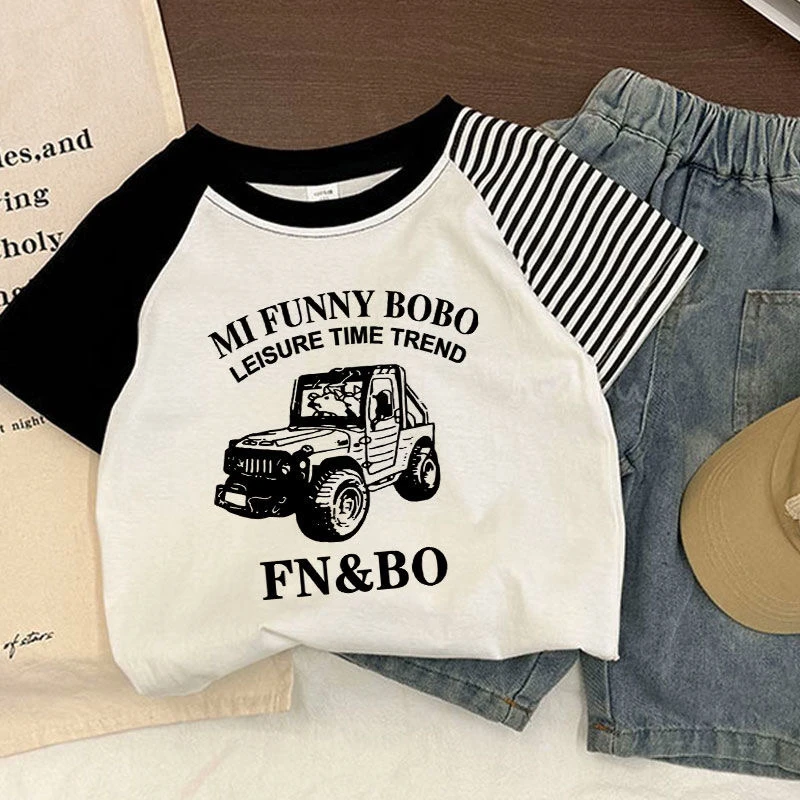 儿童童装夏季新款纯棉短袖男童中小童宽松上衣卡通印花洋气T恤潮