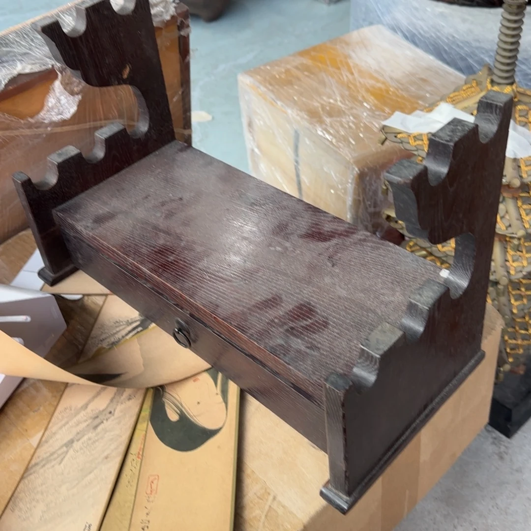 瓷片木头刀架 瓷片中古回流孤品一件