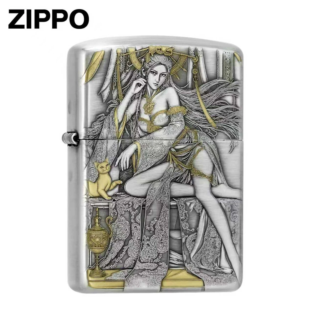 ZIPPO/之宝【女帝】双面立体浮雕 熏银盔甲机防风打火机 DYX1H1
