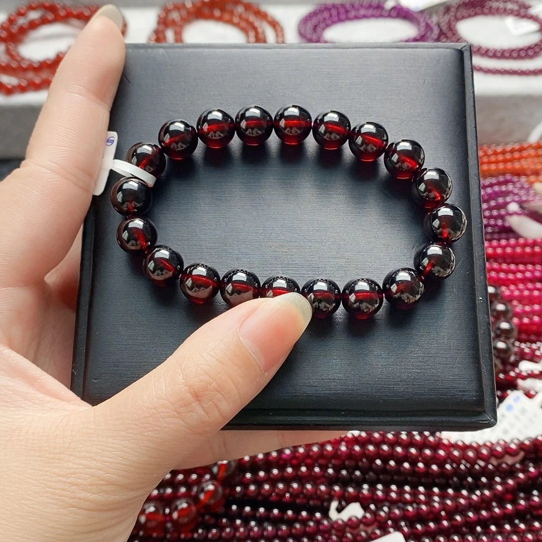 石榴石手链未镶嵌9.5mm酒红单圈