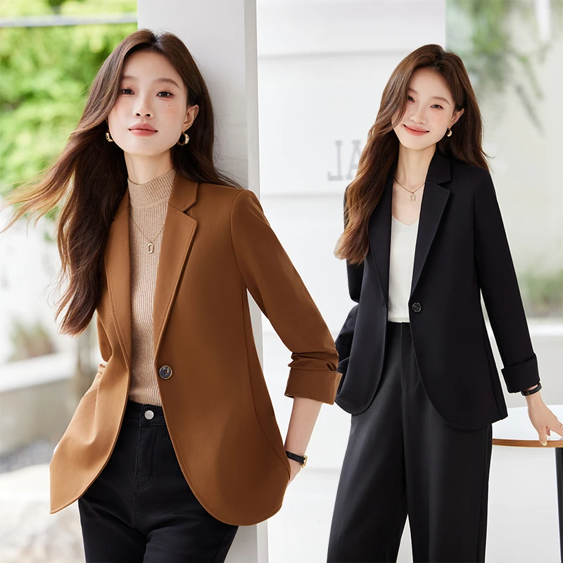 卡其色西装外套女春秋2025新款高级感时尚休闲女士小个子西服上衣