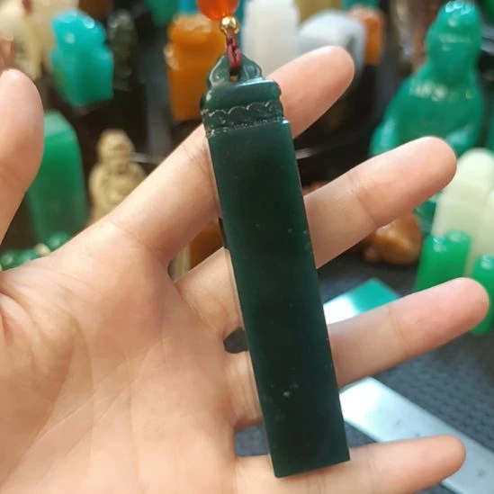 印石寿山石西安掘绿如意纽