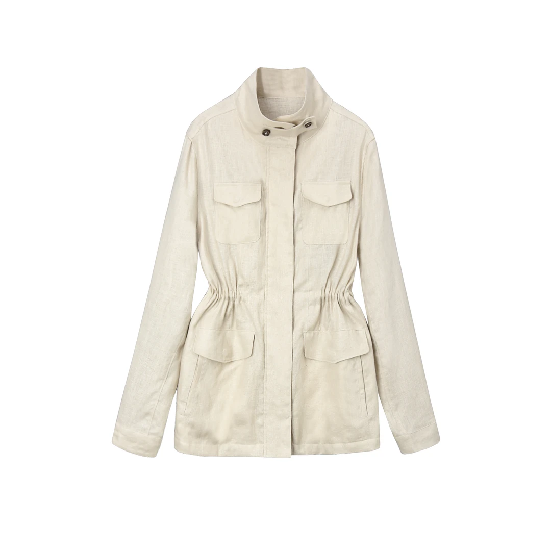 3084【Lp订单】纯色户外休闲收腰四口袋衬衫外套