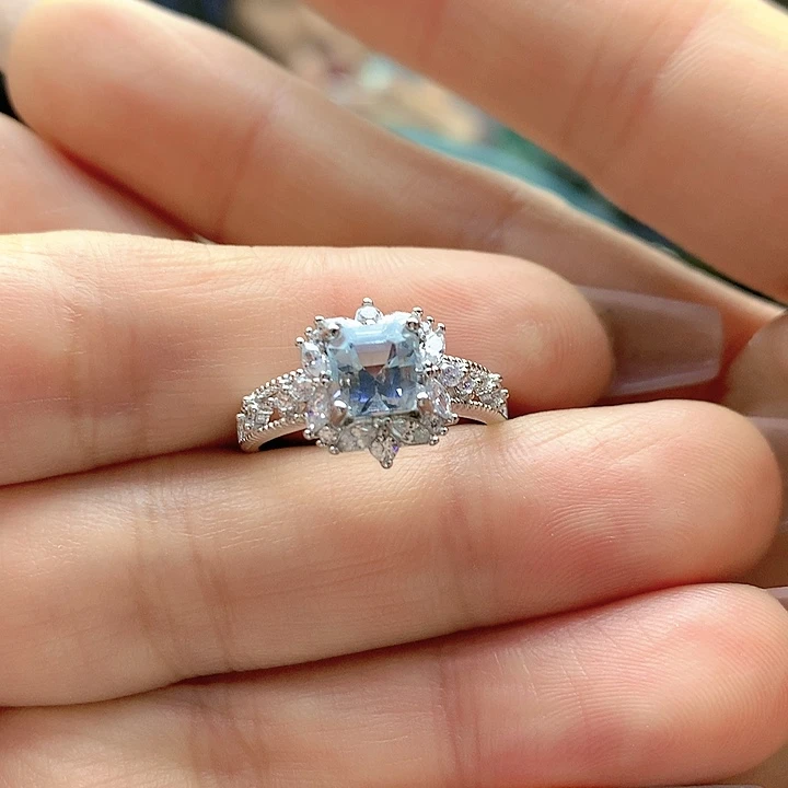 海蓝宝石戒圈银S925镶嵌