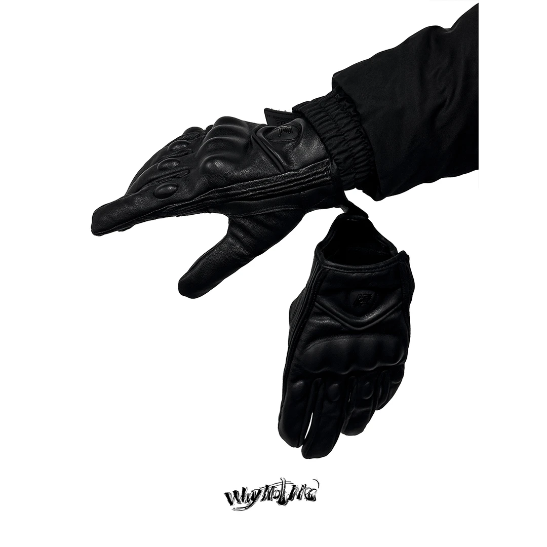 【战术手套】 真皮骑行机车保暖羊皮越野保护壳手套男女款