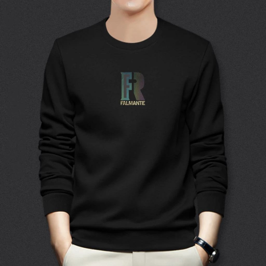 雅鹿男装圆领卫衣时尚宽松印花潮流休闲上衣套头男士长袖百搭卫衣