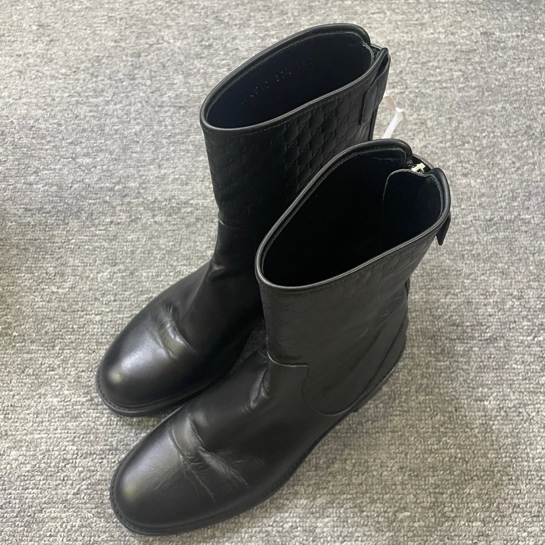 95新 GUCCI/古驰 圆头套穿舒适短靴 37.5码/0383